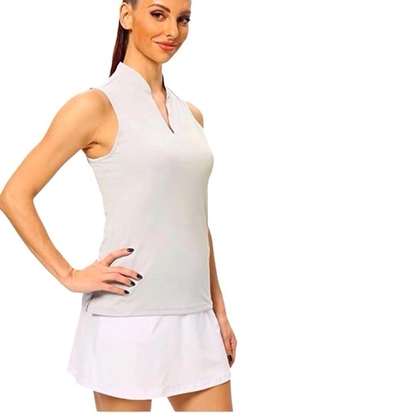 Pedaxi Women's Golf/Tennis Active Sleeveless V-Neck Light Gray Top Size-XL NWT - Picture 1 of 6